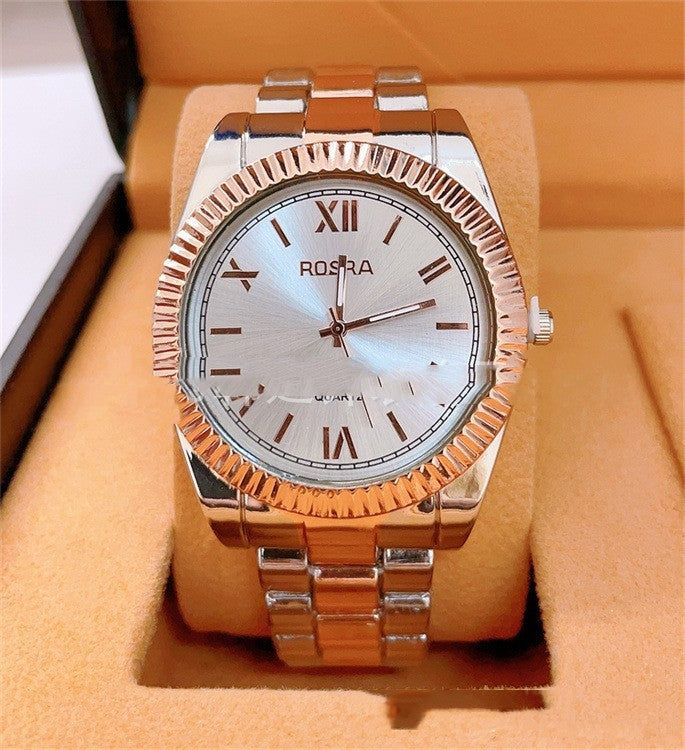 Foreign Trade Roman Scale Men's Steel Strap Watch In Stock Wholesale Rosra Fashion Fashion Quartz Couple Watch